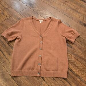 Garnet Hill Women's Cardigan in A Pink/Rose Color 55% Linen 45% Organic Cotton